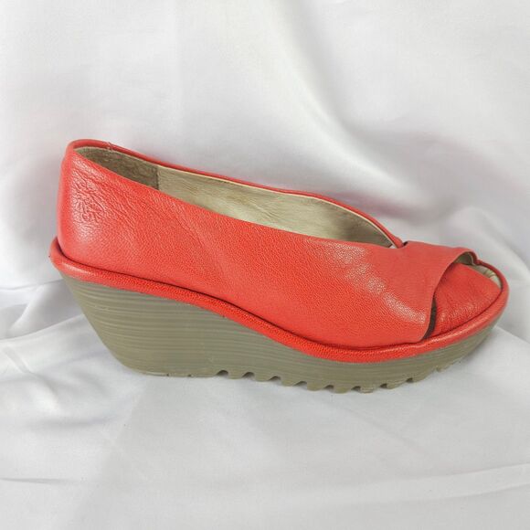 Fly London Women's  Sz 7 / 7.5 US  EU 38 Yoma307fly Peep Toe Wedge Sandal - Picture 8 of 10